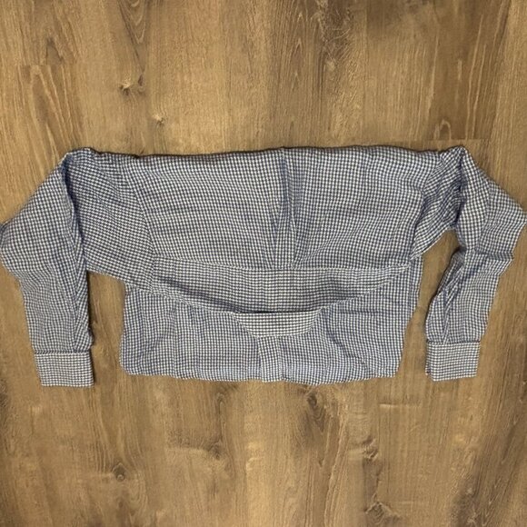 Michael Kors Men's Blue and White Button-down Shirt Large 16 34/35 - Picture 6 of 7